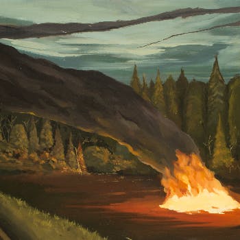 The Small Fire  - Oil on Canvas - 20" x 16" }